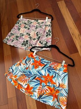 Floral Print Mini Skorts - Orange & Pink Options